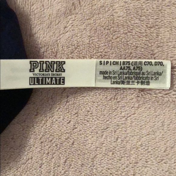 VS PINK Ult Lightly Lined Sports Bra Blue logo - Picture 5 of 7